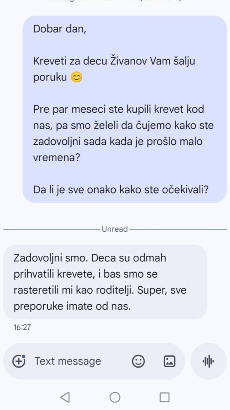 Poruka kupca dva meseca posle isporuke